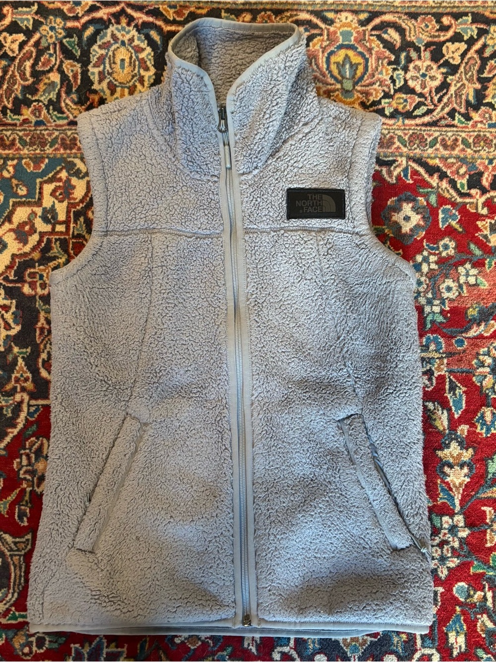 The North Face Light Gray Sherpa Fleece Vest - Kids